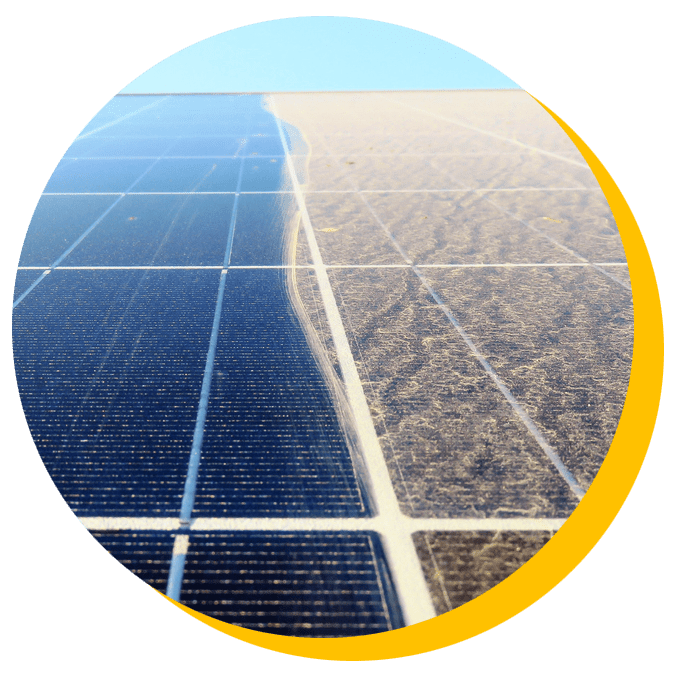 Before and after solar panel cleaning service in Stockon, CA